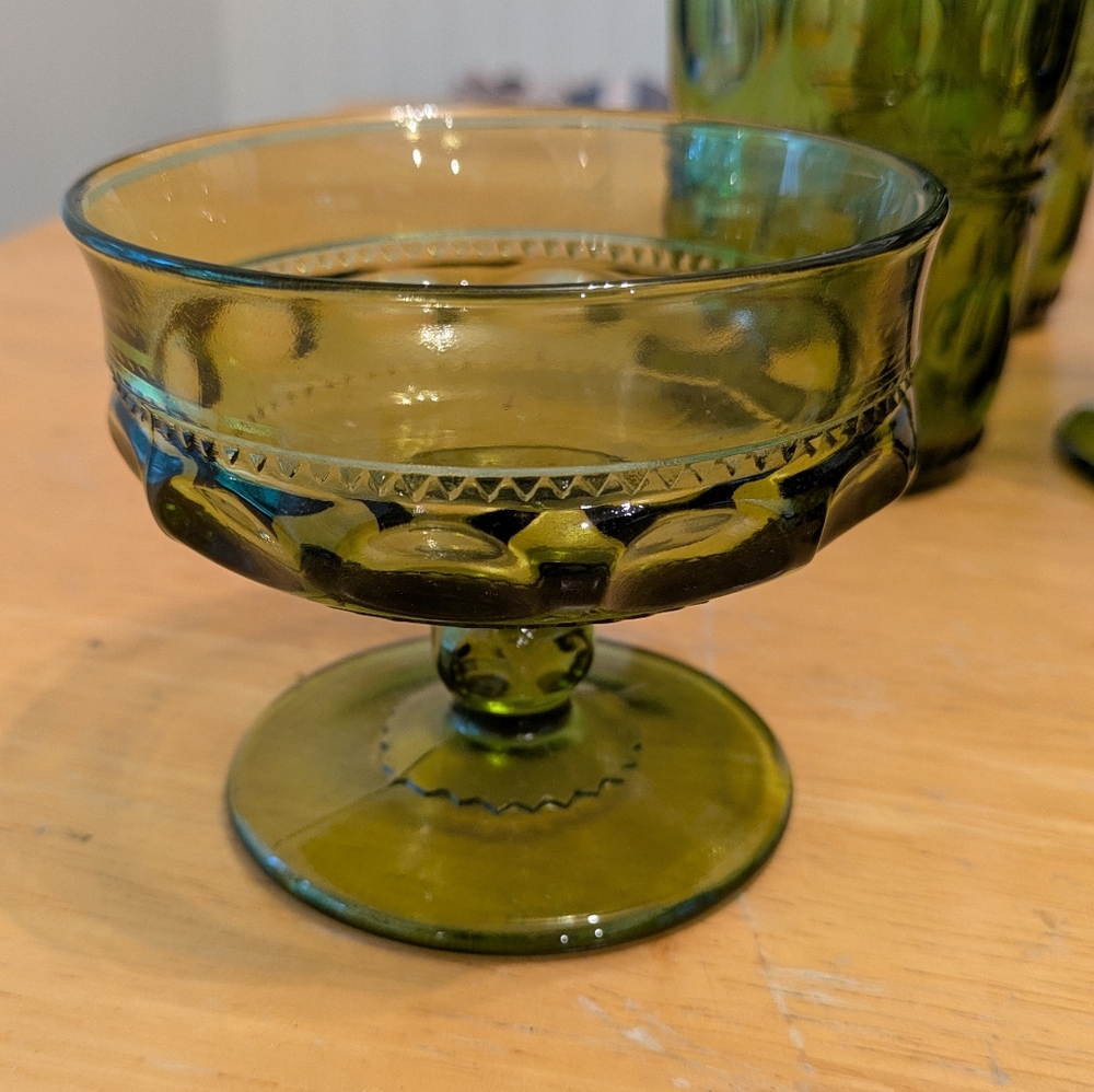 Vintage Green Indiana Glass Custard Cup/Coupe